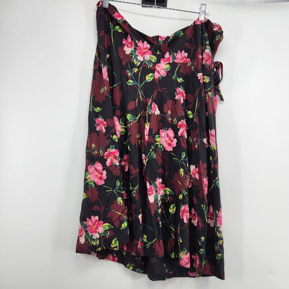 Adore Me Women's 1X Black Floral Carrie Slip Dress NWT